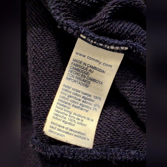 Tommy Hilfiger XXL Dark Navy Blue Hoodie, 1/2 Zipper Closure, %100 Cotton - Picture 8 of 9